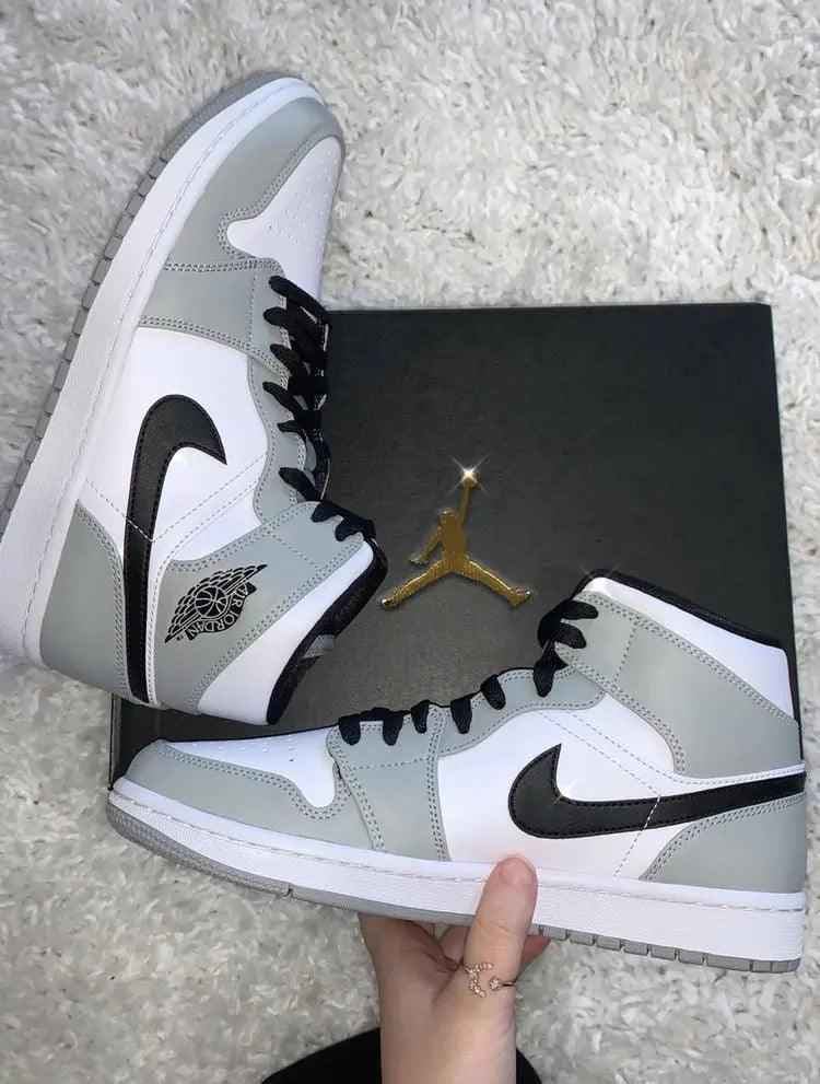 Custom Jordan 1 Mid “Light Smoke Grey” High Q  ( Customs And Box ), Jordan 1 Sneakers FREE SHIPPING