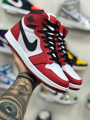 Custom RED Black White Jordan 1 CHICAGO Sneakerhypes - sneakerhypesusa