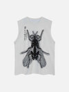 Dark Golden Cicada Skull Skeleton Letter Printed Vest Tank Top SP240328WPRJ