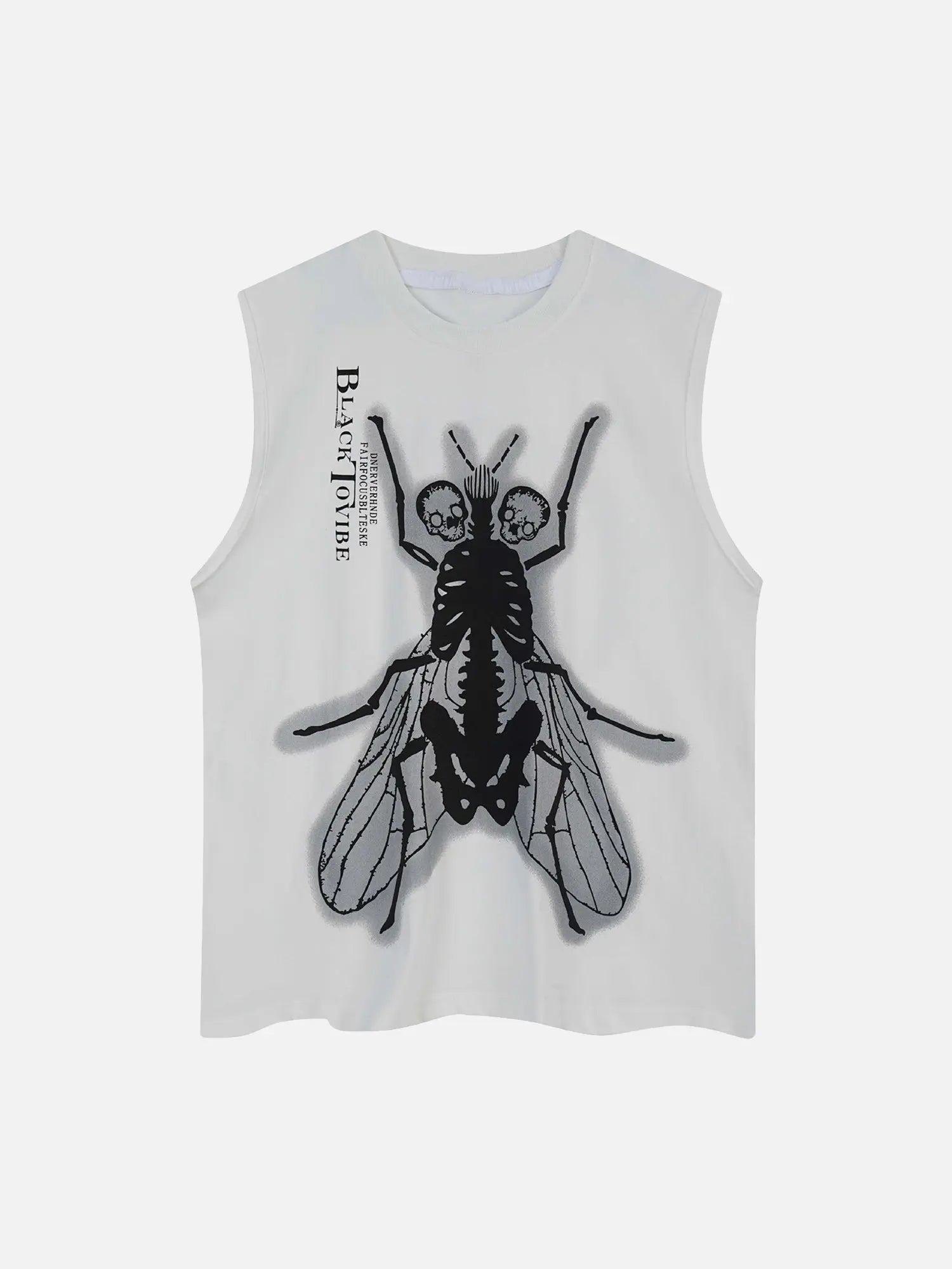 Dark Golden Cicada Skull Skeleton Letter Printed Vest Tank Top SP240328WPRJ