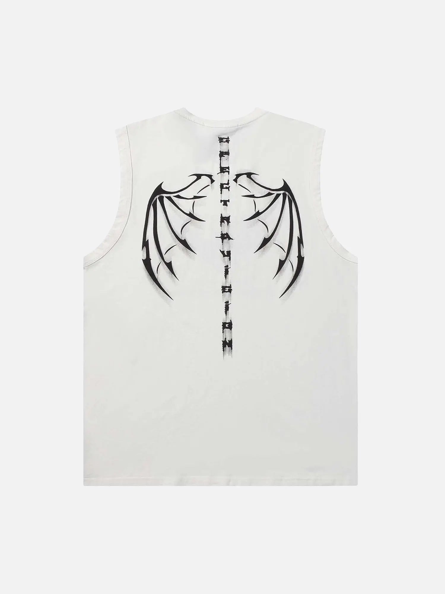 Dark Washed Distressed Devil Wings Bat Print Vest Tank Top SP240328NU14