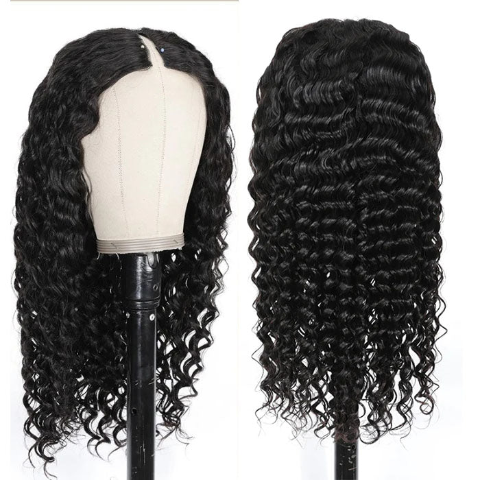 No Leave Out V/U Part Wig Deep Wave Human Hair Wigs Beginnger Friendly Easy Install Hermosa Hair