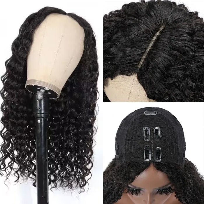 No Leave Out V/U Part Wig Deep Wave Human Hair Wigs Beginnger Friendly Easy Install Hermosa Hair