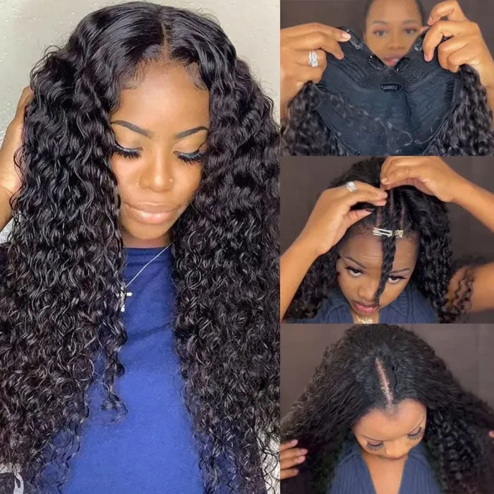 No Leave Out V/U Part Wig Deep Wave Human Hair Wigs Beginnger Friendly Easy Install Hermosa Hair