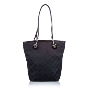 GG Black Canvas Fabric GG Eclipse Tote Bag Italy