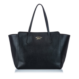 GG Black Others Leather Swing Tote Bag Italy