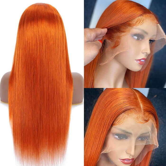 Orange Ginger Wig 13x4 13x6 HD Lace Front Wig Straight & Body Wave Pre-colored Human Hair Wigs Hermosa Hair