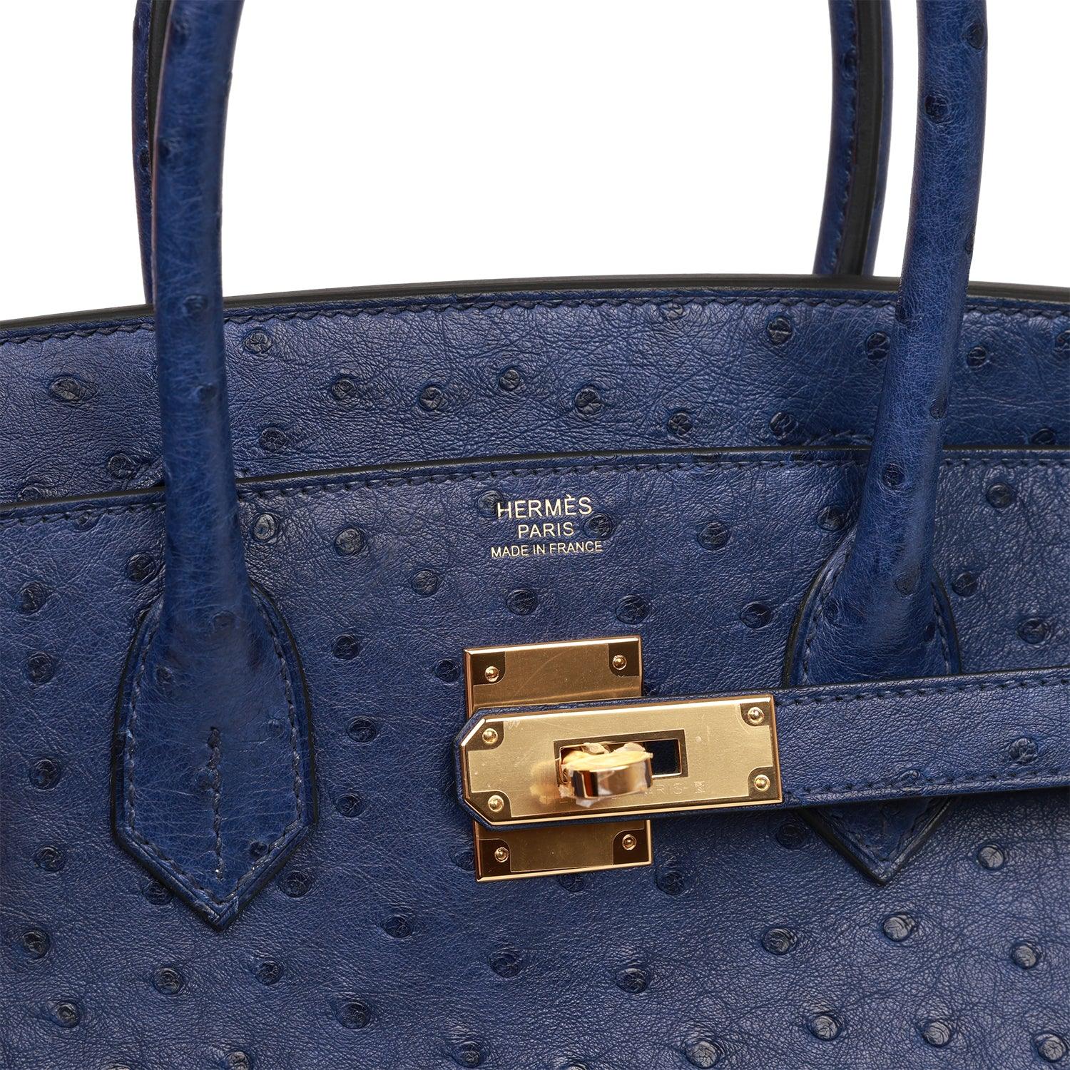 Hermes Birkin 30 Bleu Saphir Ostrich Gold Hardware - sneakerlandnet