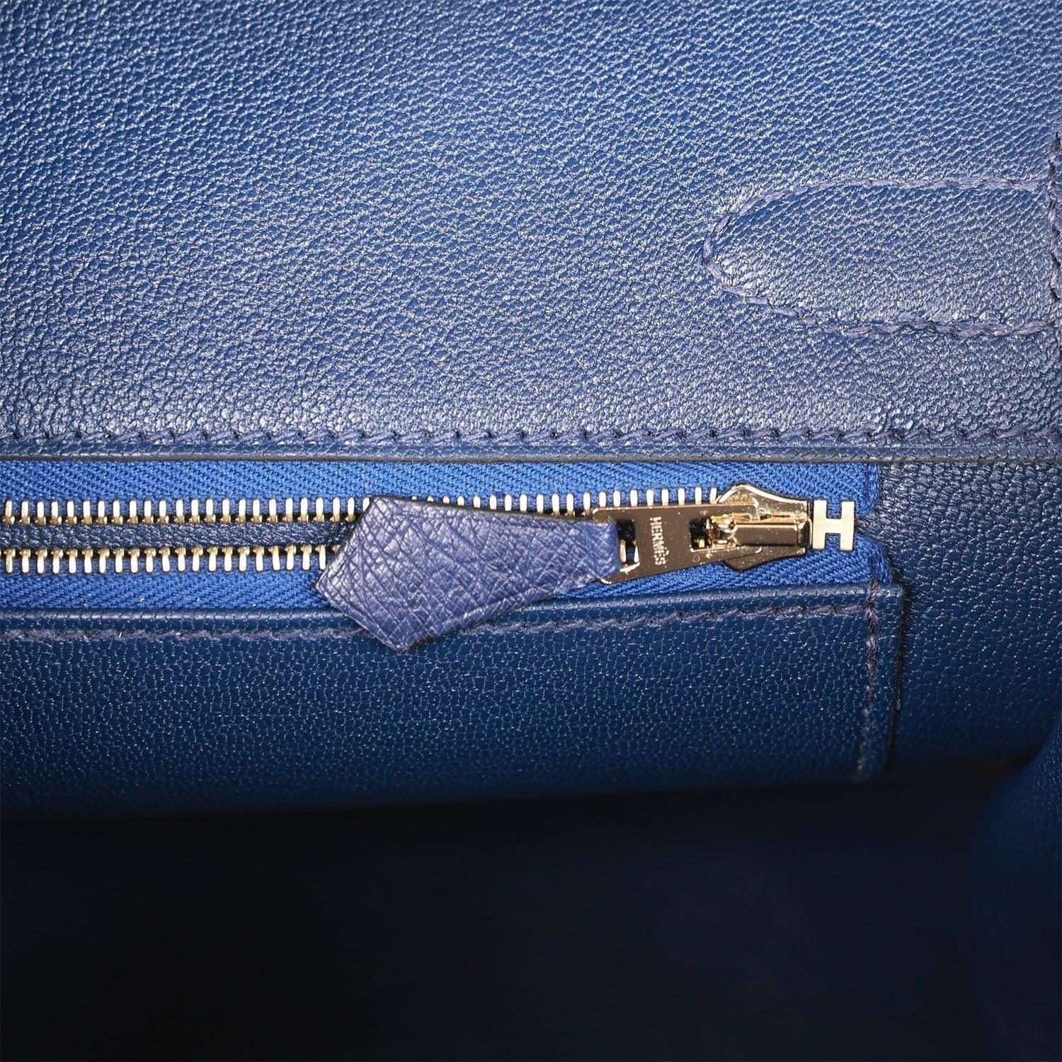 Hermes Birkin 30 Bleu Saphir Ostrich Gold Hardware - sneakerlandnet