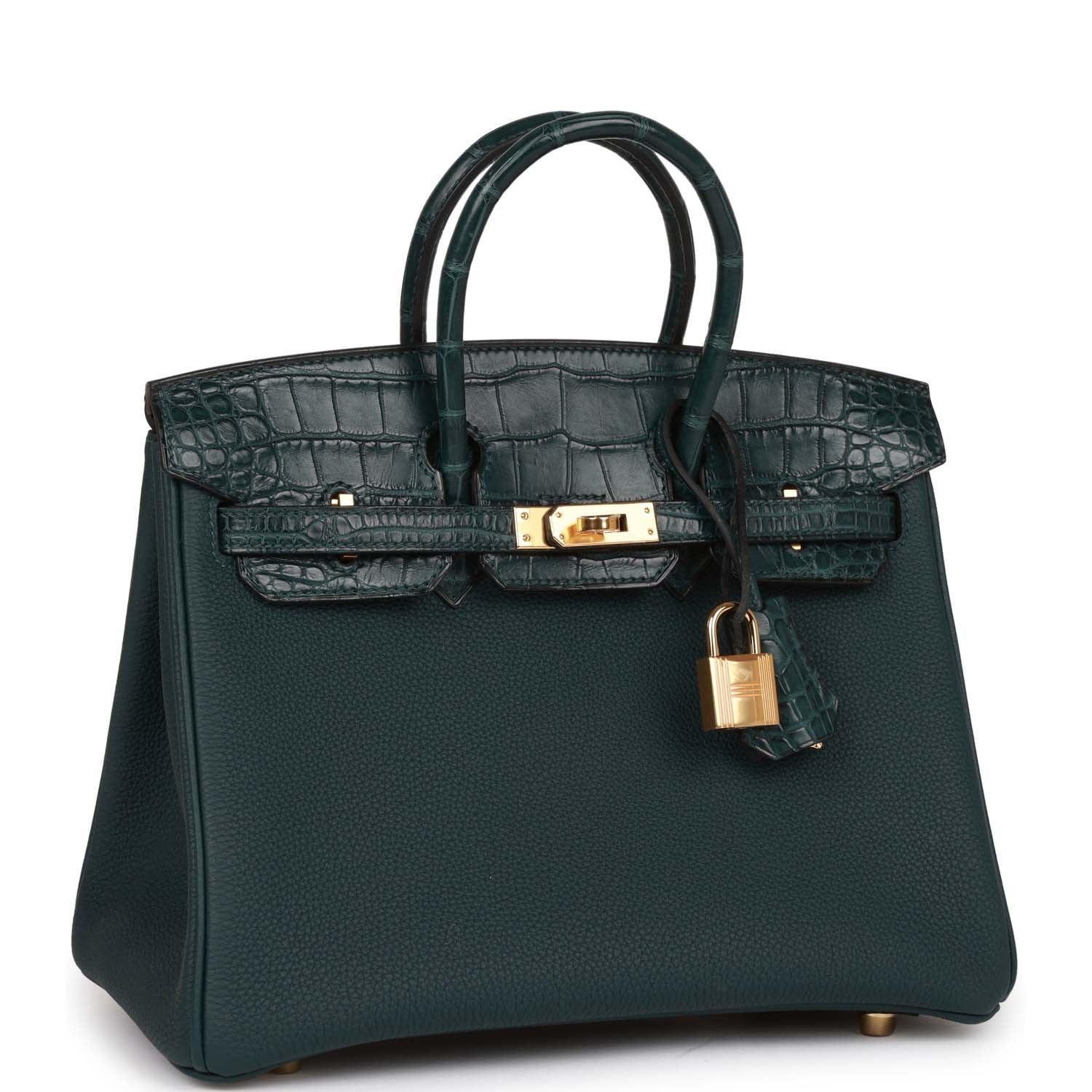Birkin 25 Vert Cypress Matte Alligator and Togo Touch Gold Hardware Kilta bags