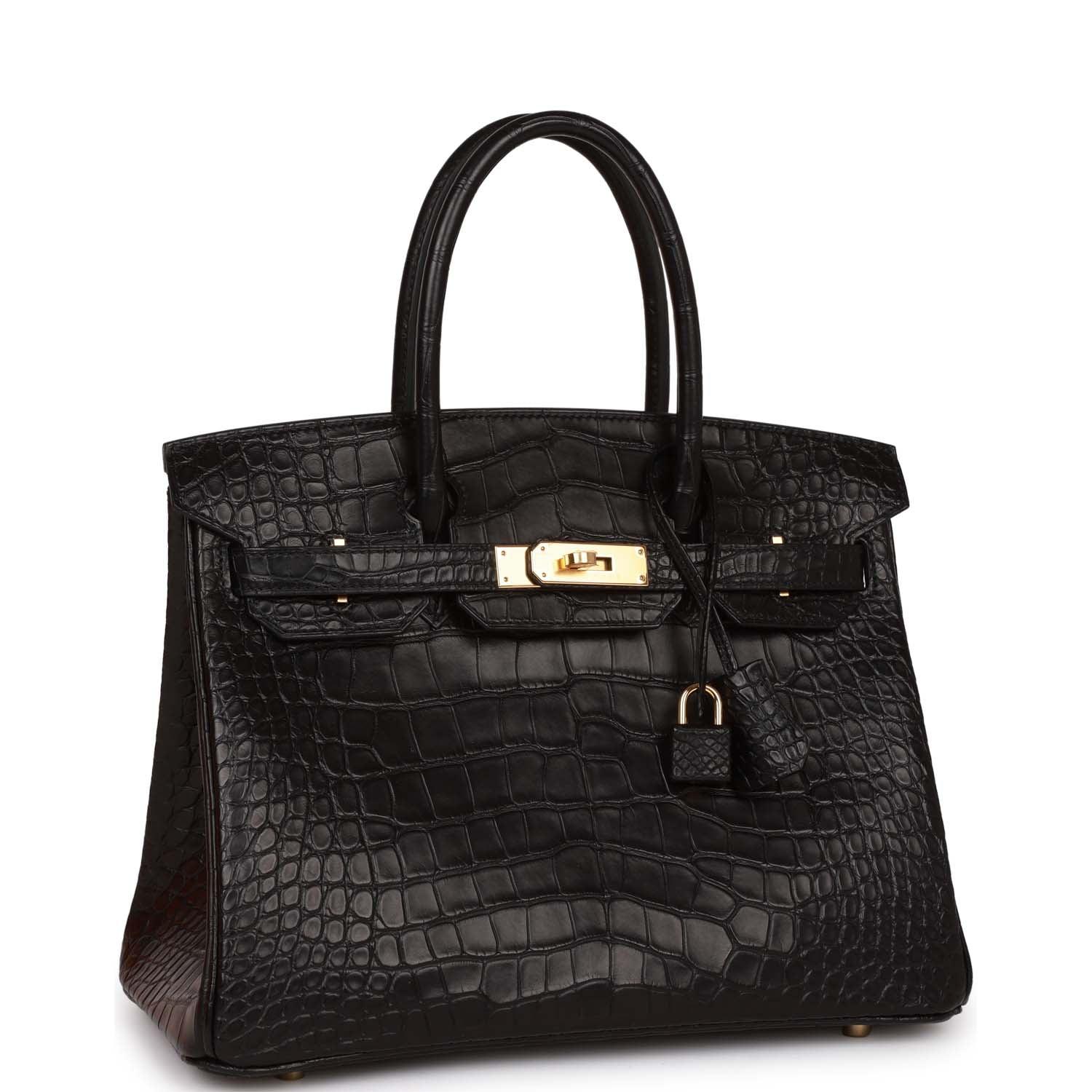 Birkin 30 Black Matte Alligator Gold Hardware Kilta bags