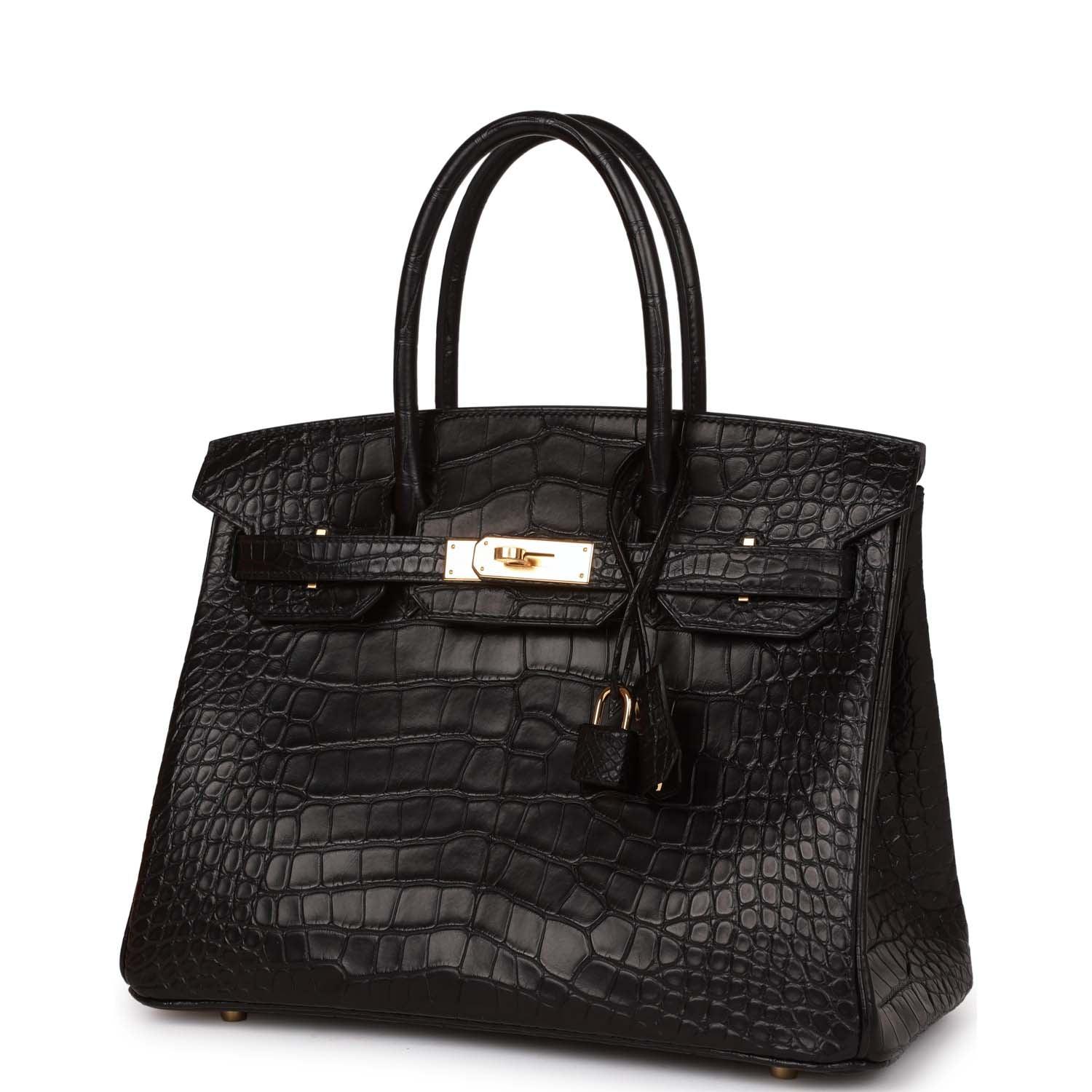 Birkin 30 Black Matte Alligator Gold Hardware Kilta bags