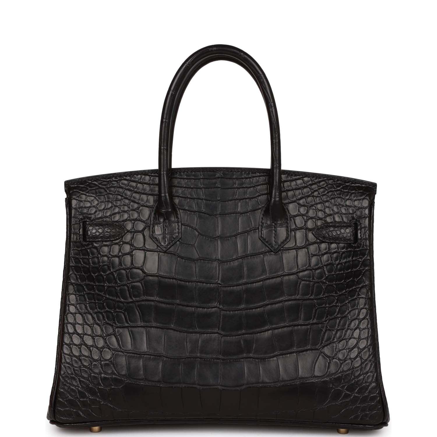 Birkin 30 Black Matte Alligator Gold Hardware Kilta bags