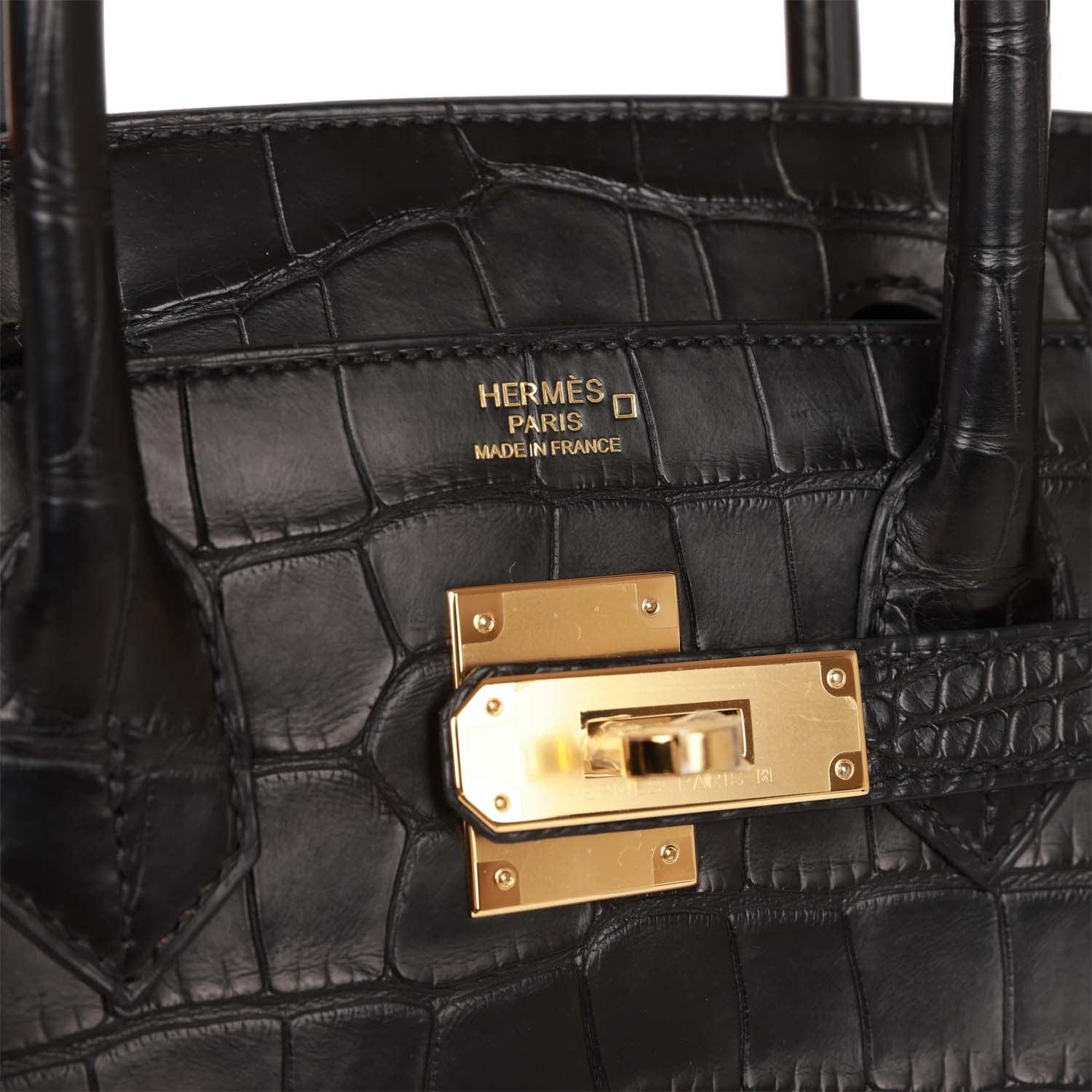 Birkin 30 Black Matte Alligator Gold Hardware Kilta bags