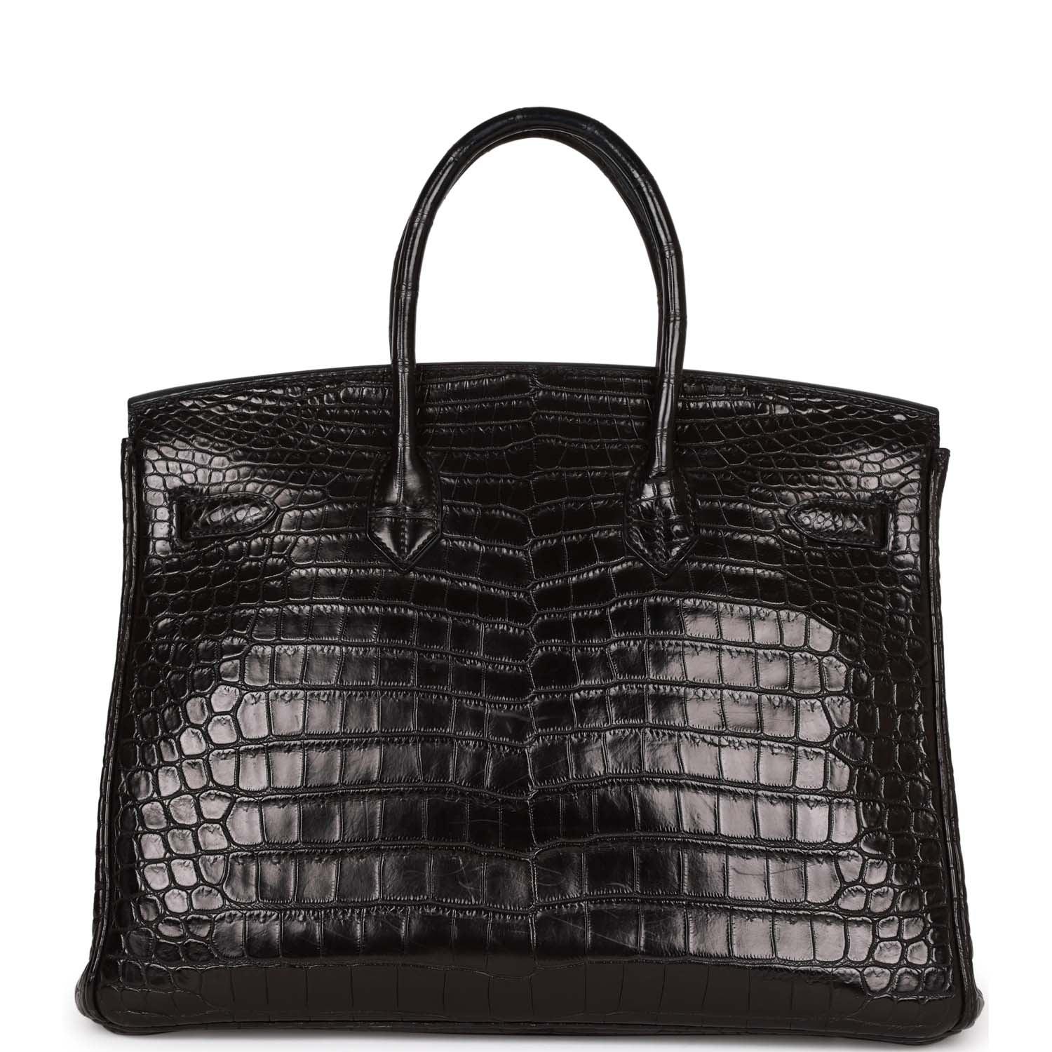 Birkin 35 Black Matte Crocodile Porosus Palladium Hardware Kilta bags