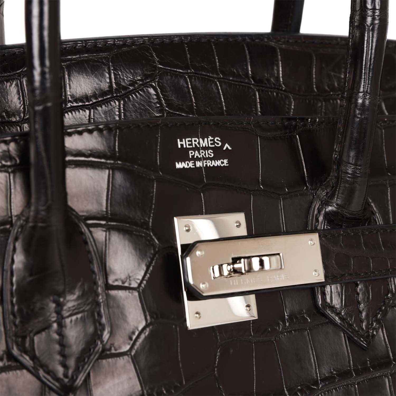 Birkin 35 Black Matte Crocodile Porosus Palladium Hardware Kilta bags