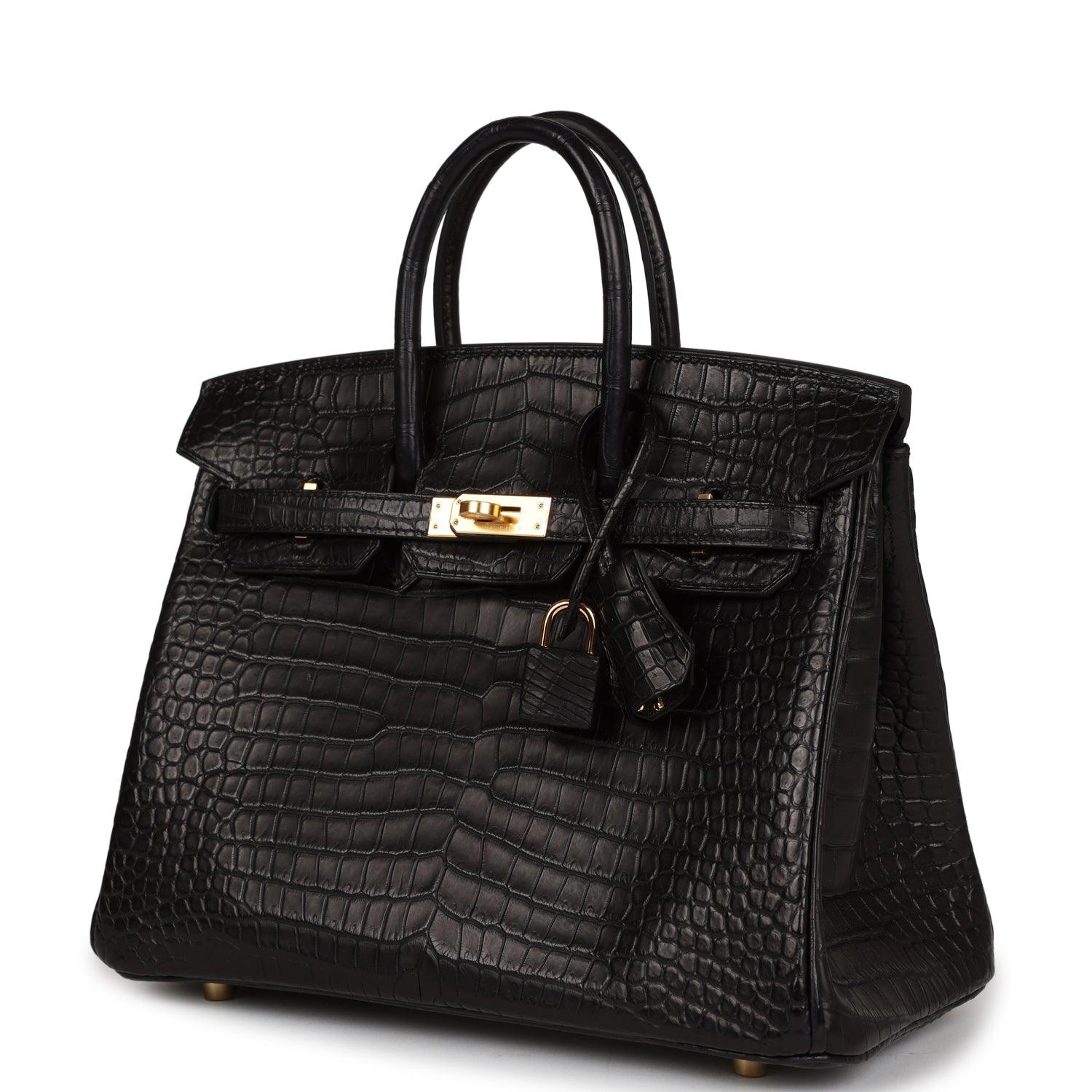 Birkin 25 Black Matte Porosus Crocodile Gold Hardware Kilta bags