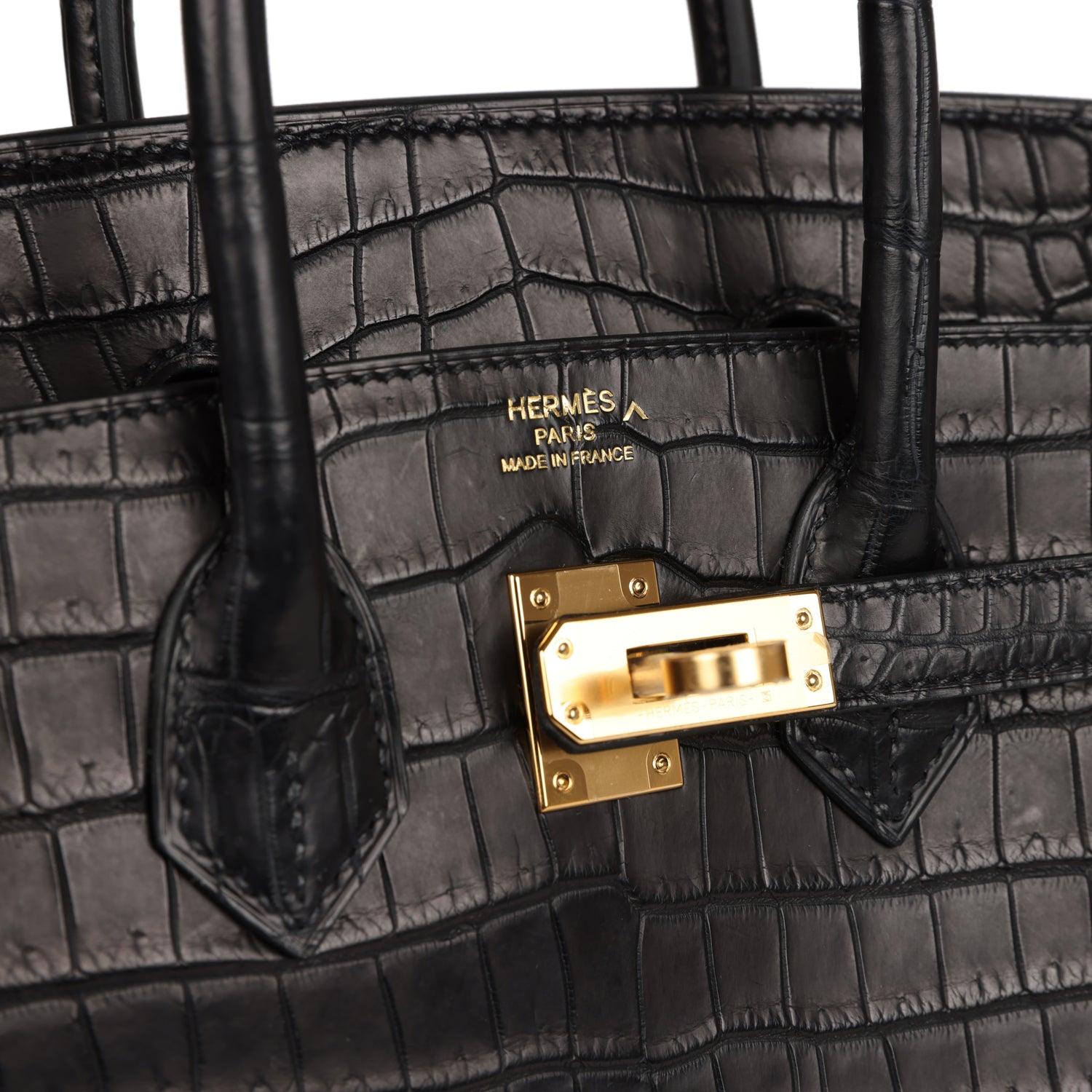 Birkin 25 Black Matte Porosus Crocodile Gold Hardware Kilta bags