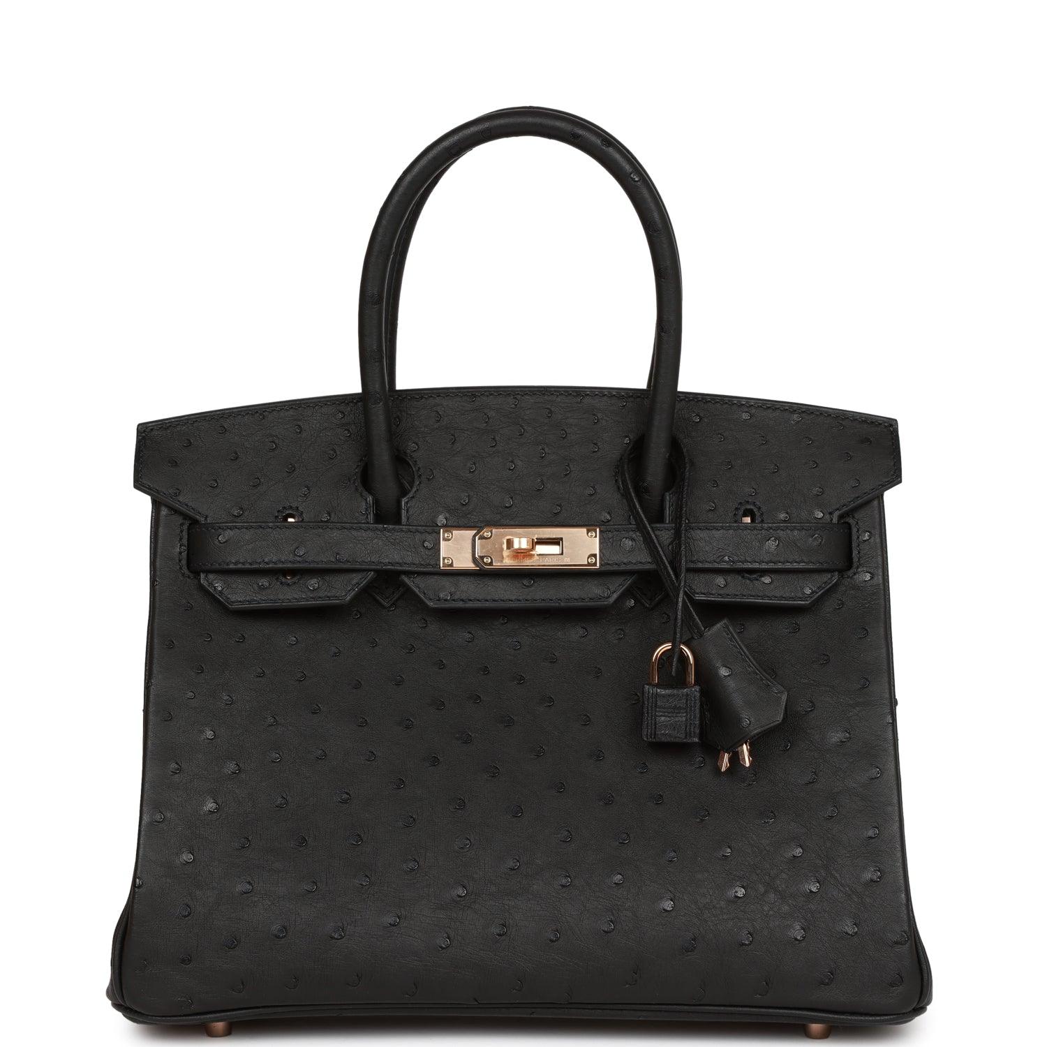 Birkin 30 Black Ostrich Rose Gold Hardware Kilta bags