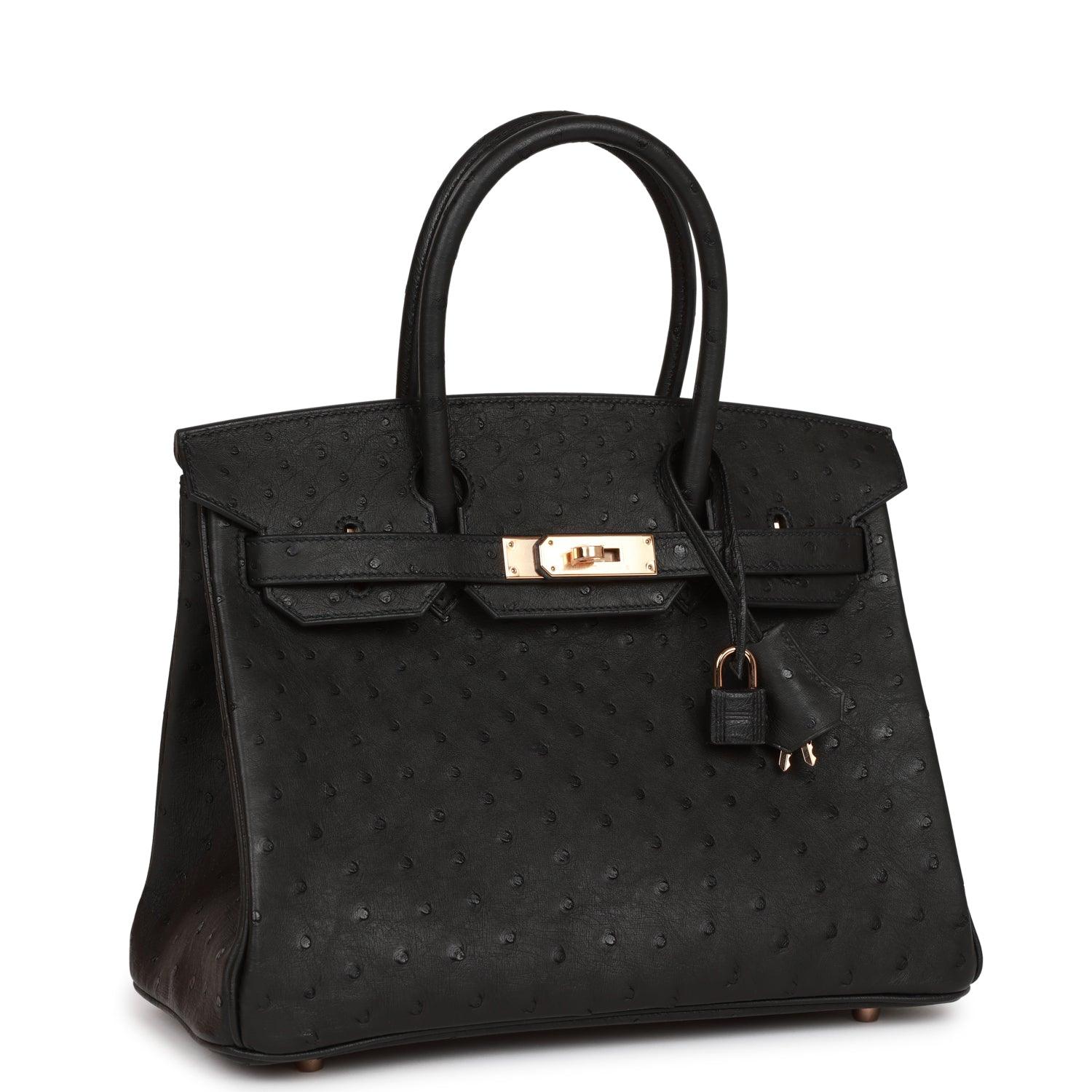 Birkin 30 Black Ostrich Rose Gold Hardware Kilta bags