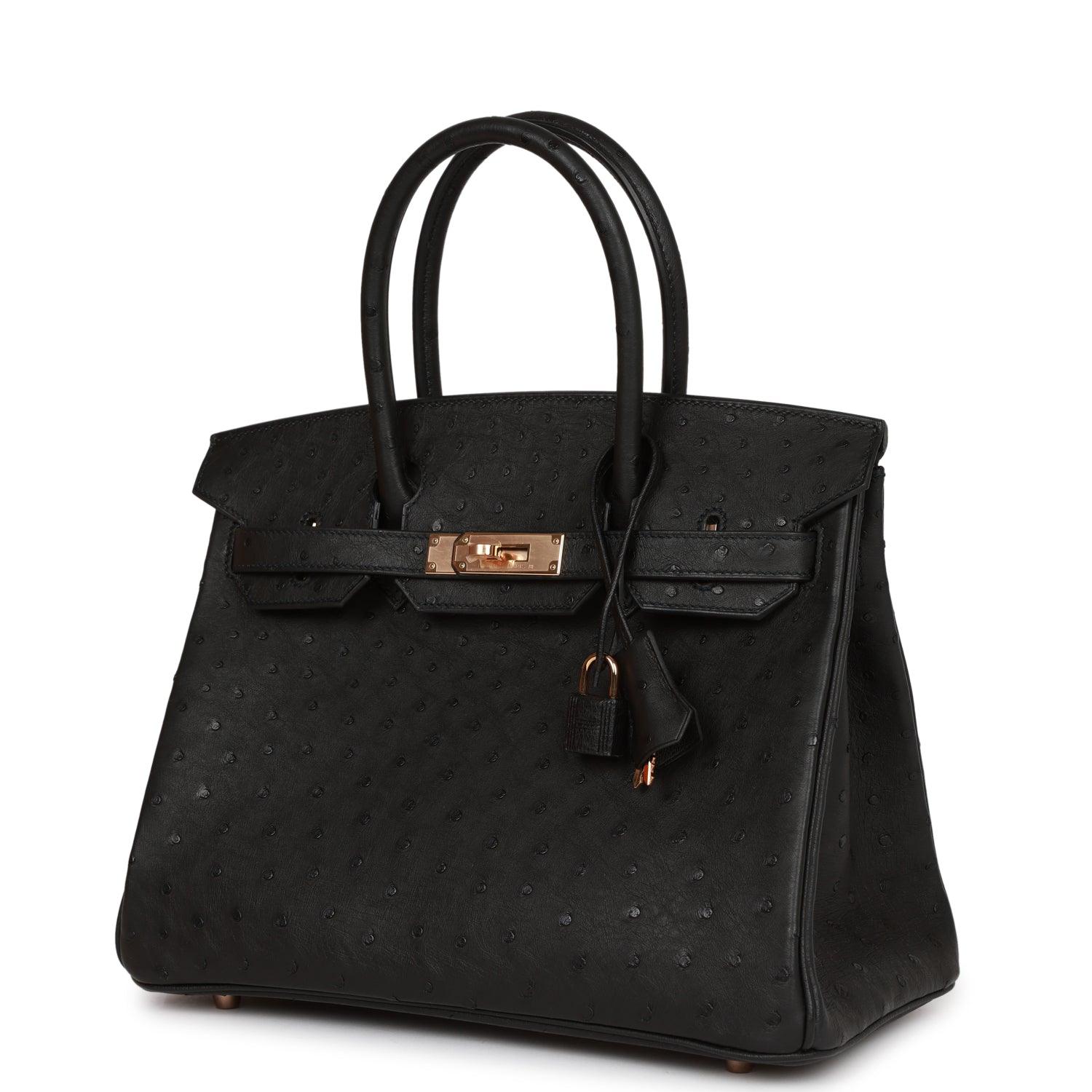 Birkin 30 Black Ostrich Rose Gold Hardware Kilta bags