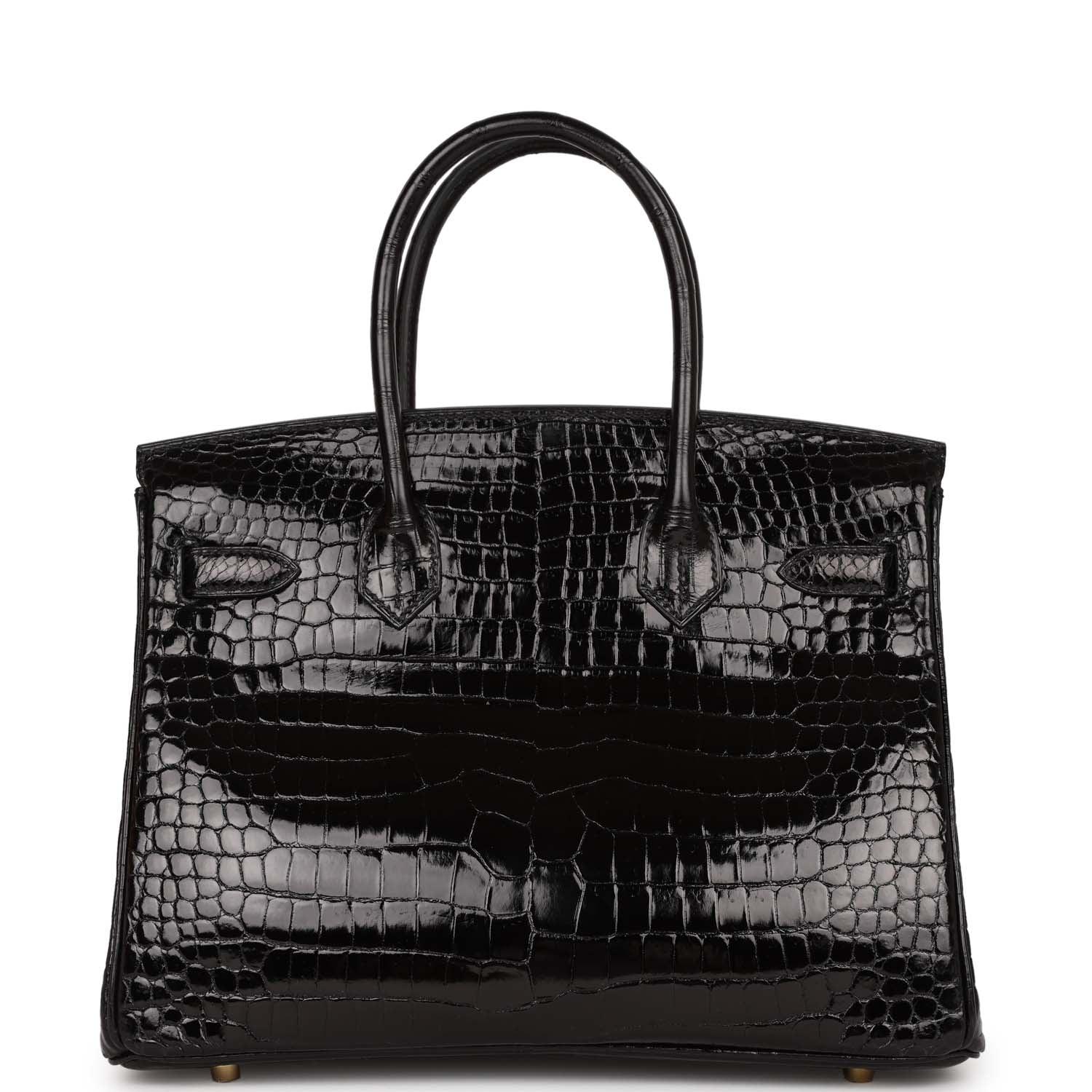 Birkin 30 Black Shiny Crocodile Porosus Gold Hardware Kilta bags