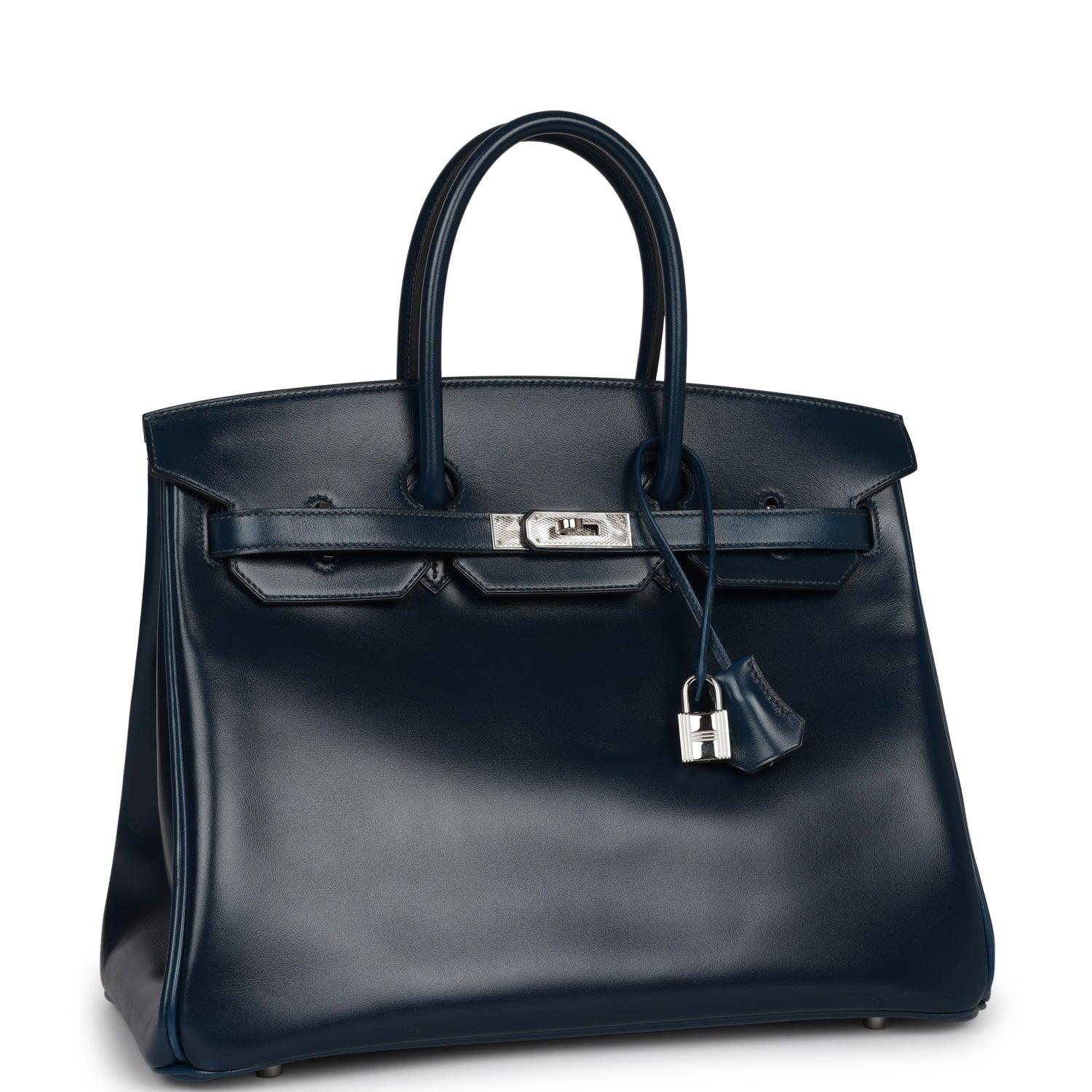 Birkin 35 Bleu De Prusse Box Calf Guilloché Palladium Hardware Kilta bags