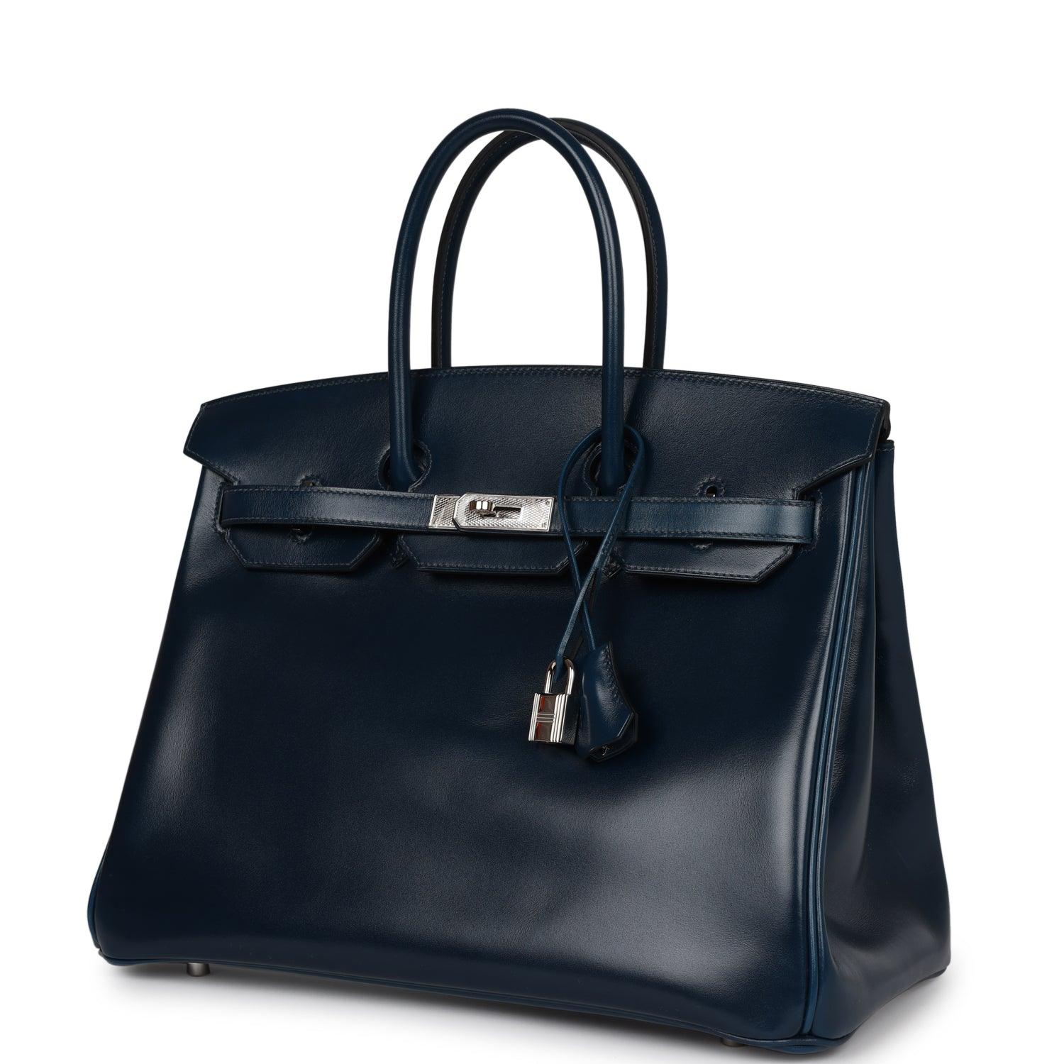 Birkin 35 Bleu De Prusse Box Calf Guilloché Palladium Hardware Kilta bags