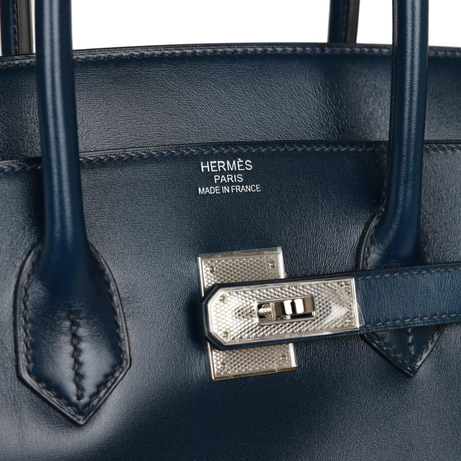 Birkin 35 Bleu De Prusse Box Calf Guilloché Palladium Hardware Kilta bags