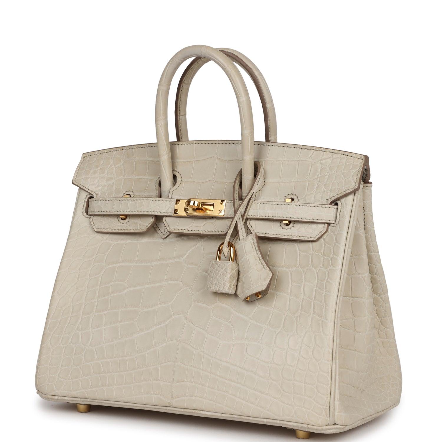 HRMS Birkin 25 Beton Matte Alligator Gold Hardware Kilta bags