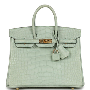 Birkin 25 Vert D'Eau Matte Alligator Gold Hardware Kilta bags