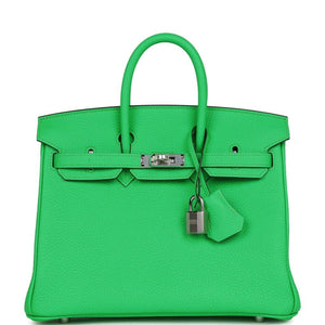 Birkin 25 Vert Comics Togo Palladium Kilta bags