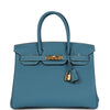 Birkin 30 Blue Jean Togo Gold Hardware Kilta bags