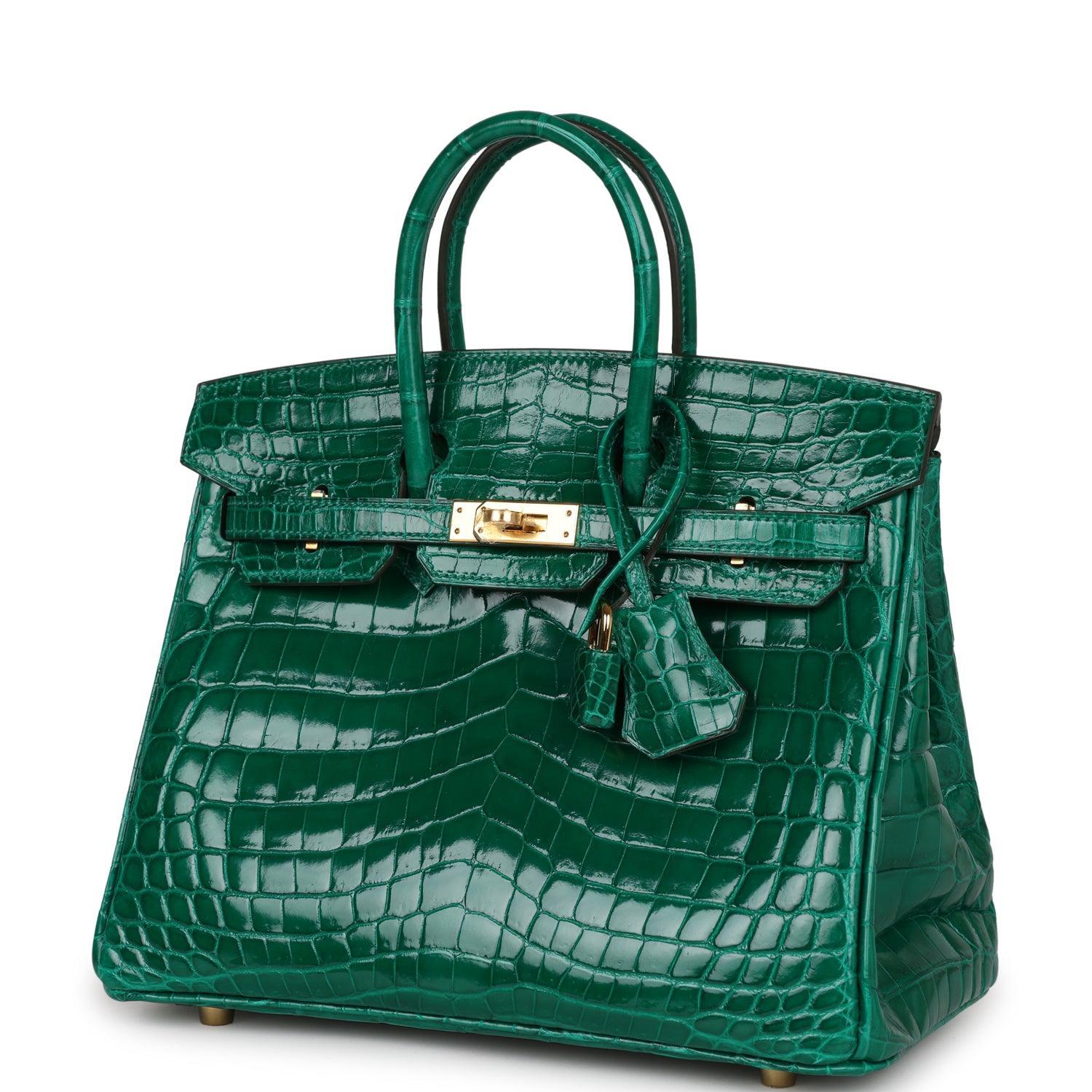 Birkin 25 Emerald Shiny Niloticus Crocodile Gold Hardware Kilta bags