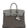 Birkin 25 Gris Meyer Togo and Gris Ciment Matte Alligator Touch Palladium Hardware Kilta bags