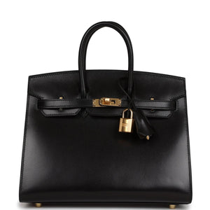 Birkin Sellier 25 Black Box Gold Hardware Kilta bags