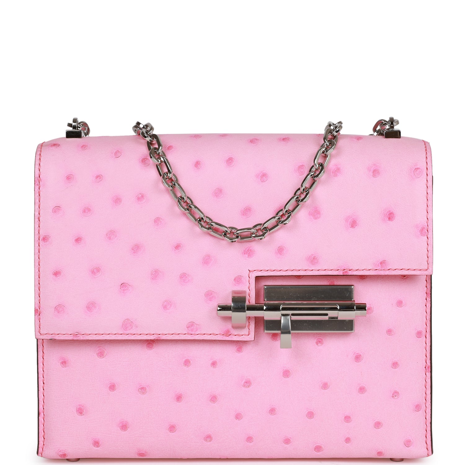 Mini Verrou Chaine Bag Bubblegum Ostrich Palladium Hardware Kilta bags