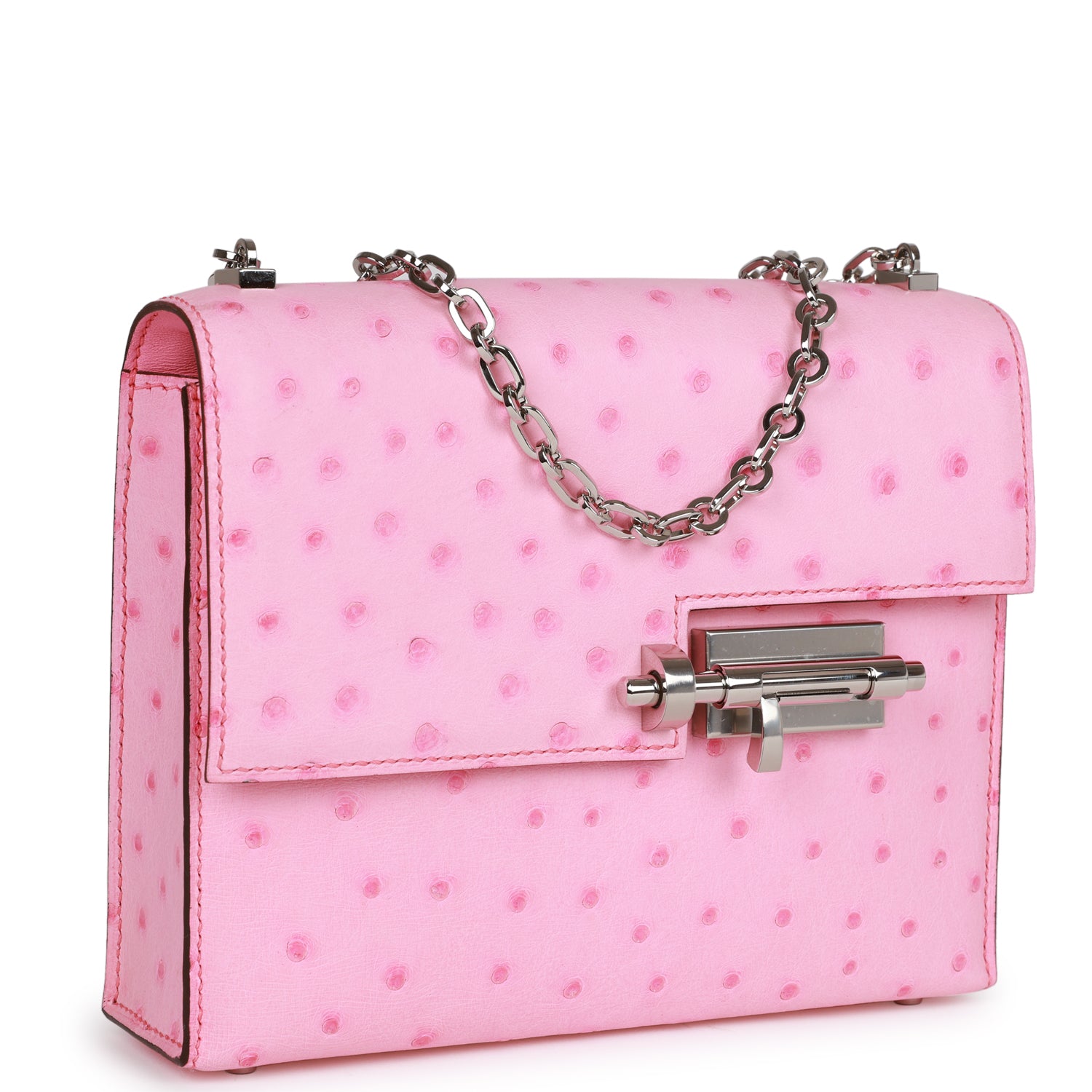 Mini Verrou Chaine Bag Bubblegum Ostrich Palladium Hardware Kilta bags