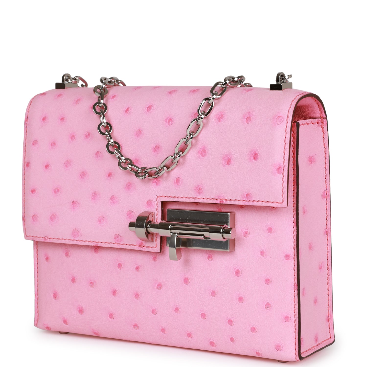 Mini Verrou Chaine Bag Bubblegum Ostrich Palladium Hardware Kilta bags