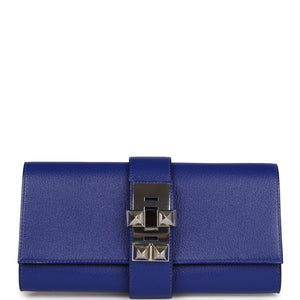 Medor Clutch 23 Bleu Electric Chevre Mysore Palladium Hardware Kilta bags