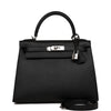 Kelly Sellier 28 Black Epsom Palladium Hardware Kilta bags