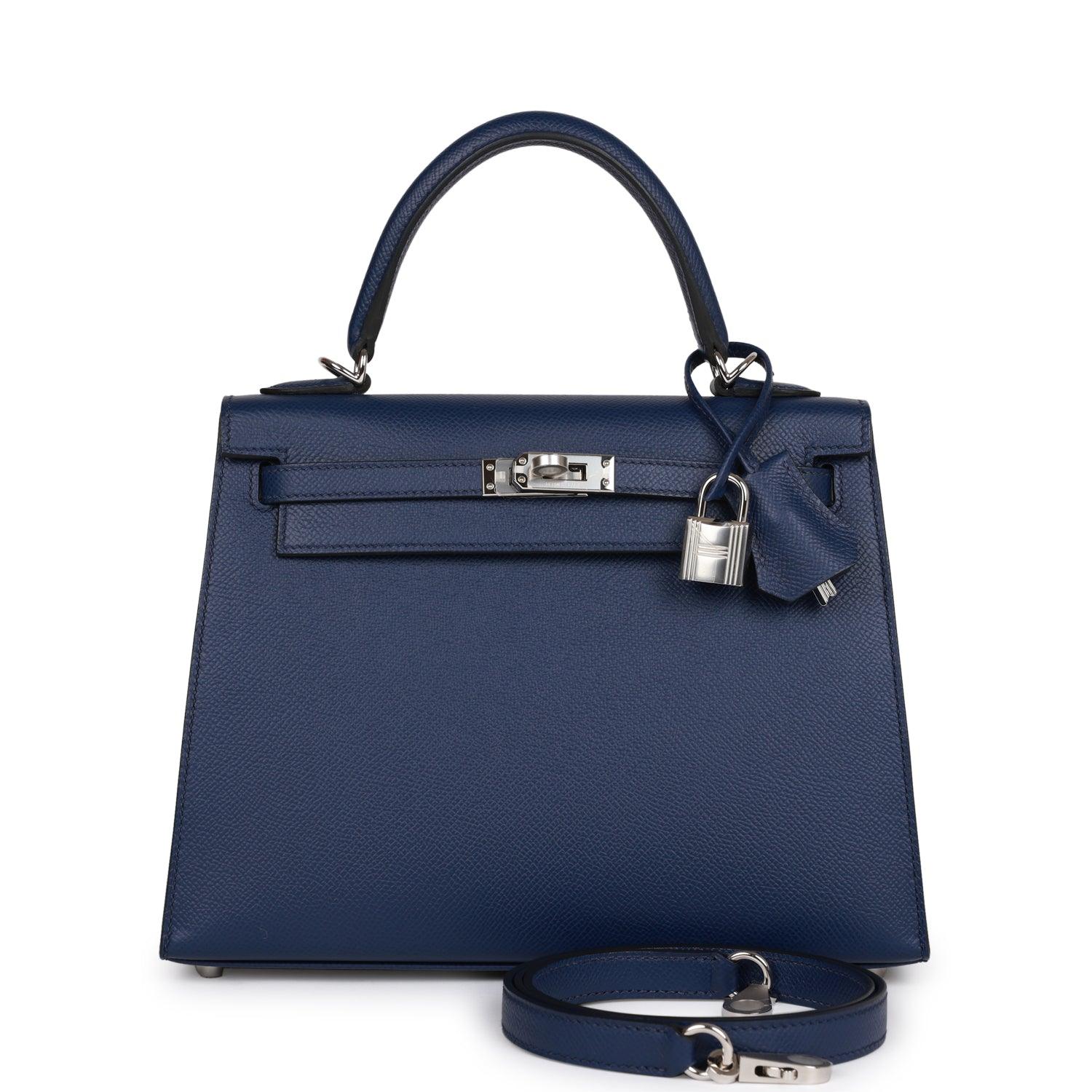 Hermes Kelly Sellier 25 Bleu Saphir Epsom Palladium Hardware - sneakerlandnet