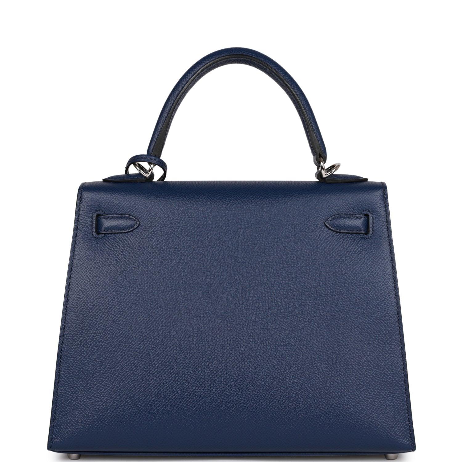 Hermes Kelly Sellier 25 Bleu Saphir Epsom Palladium Hardware - sneakerlandnet