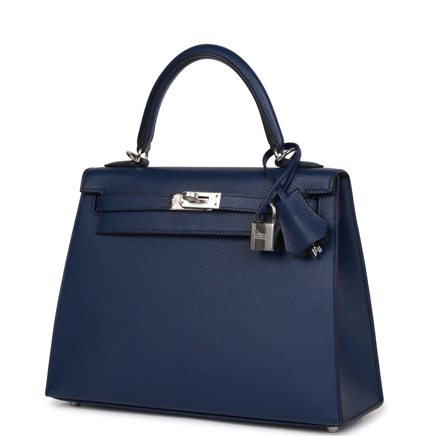 Hermes Kelly Sellier 25 Bleu Saphir Epsom Palladium Hardware - sneakerlandnet