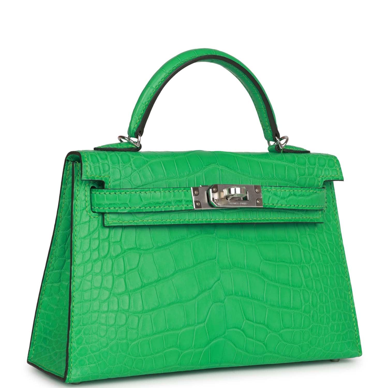 Kelly Sellier 20 Vert Comics Matte Alligator Palladium Hardware Kilta bags