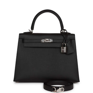 Kelly Sellier 25 Black Epsom Palladium Hardware Kilta bags