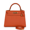 Kelly Sellier 28 Orange Epsom Gold Hardware Kilta bags