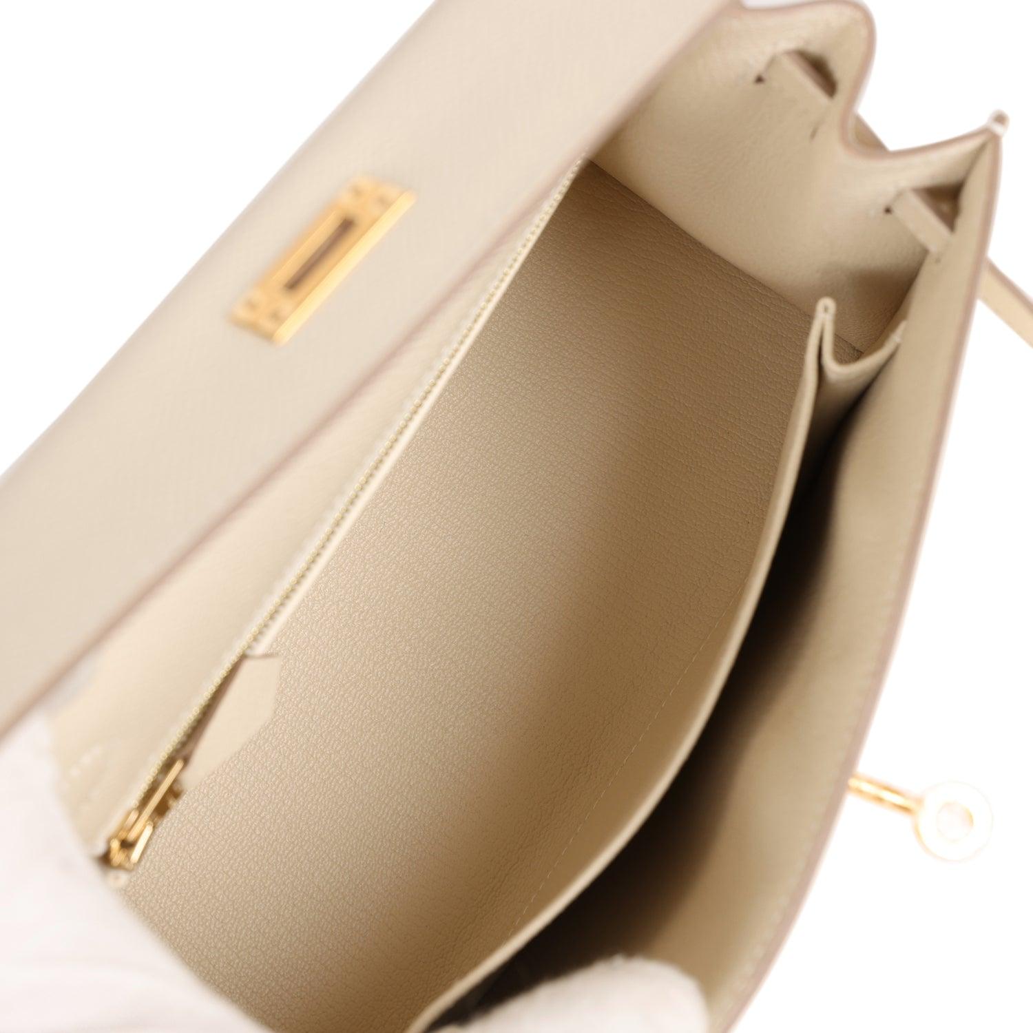 Kelly Sellier 25 Craie Epsom Gold Hardware Kilta bags