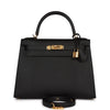 Kelly Sellier 28 Black Epsom Gold Hardware Kilta bags