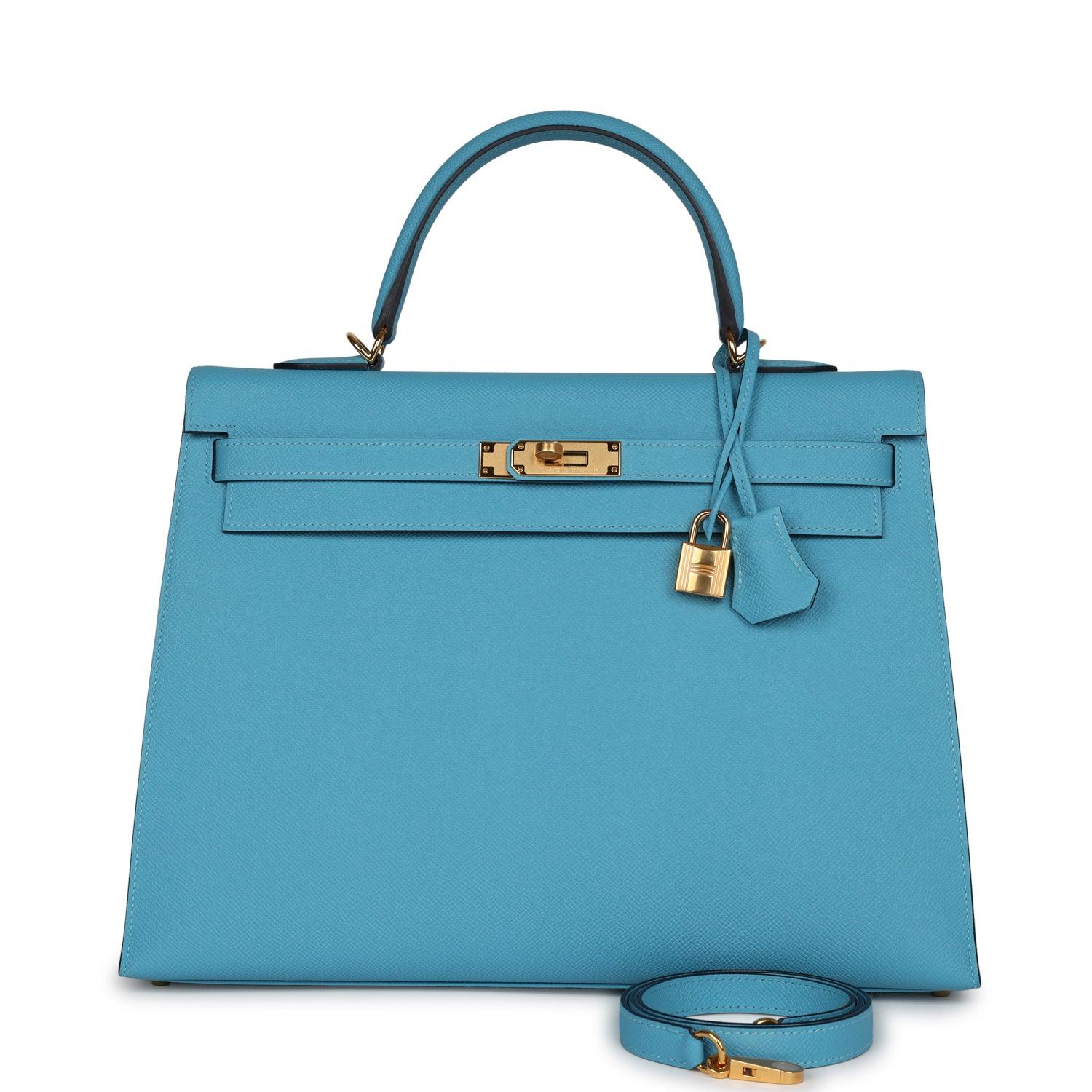 Kelly Sellier 35 Bleu du Nord Epsom Gold Hardware Kilta bags